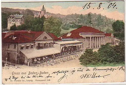 08435 Ak Gruss de Baden Badn Restaurant 1904