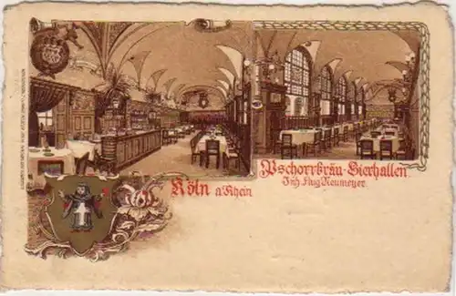 08426 Ak Cologne am Rhein Pschorbräu Bierhallen 1909