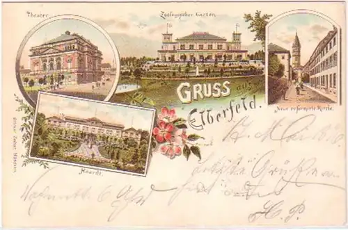 08425 Ak Lithographie Gruss aus Elberfeld 1896