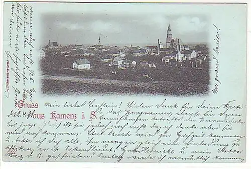08419 Mondscheinkarte Gruß aus Kamenz in Sa. 1898