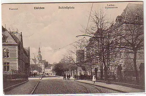 08417 Ak Eisleben Schloßplatz mit Postamt 1914