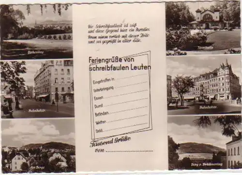 08354 Ak Feriengrüße aus Löbau Bahnhofstr. usw. um 1960