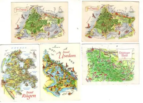 08306/5 Ak DDR mit illustrierten Landkarten um 1980