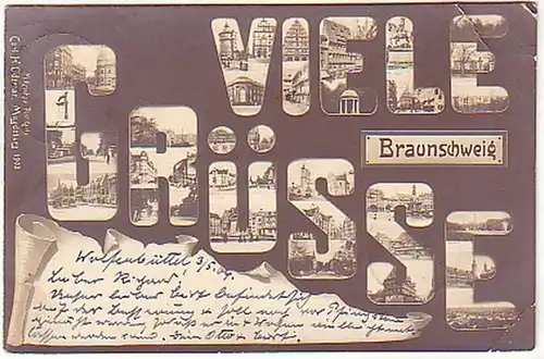 08277 Mikroskop Ak Viele Grüße aus Braunschweig 1904