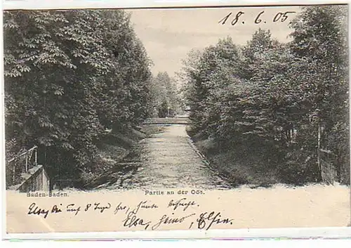 08276 Ak Baden Baden Partie an der Oos 1905