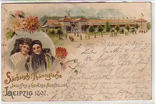 08269 Ak Lithographie Gruss aus Leipzig 1897