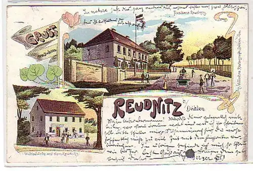 08223 Ak Lithographie Gruß aus Reudnitz bei Dahlen 1906