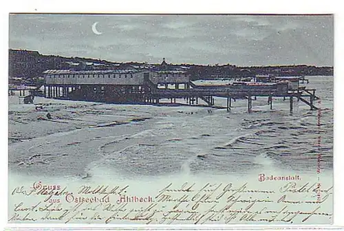 08191 Carte de la lune Salutation de Bain de mer Baltique Ahlbeck 1901