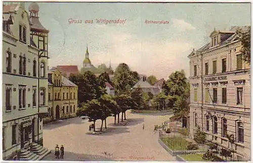 08174 Ak Gruß aus Wittgensdorf Rathausplatz 1905