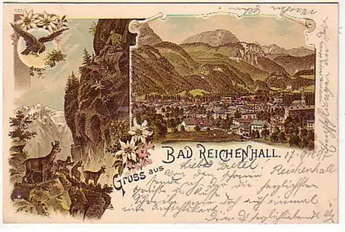 08168 Ak Lithographie Gruss de Bad Reichenhall 1897