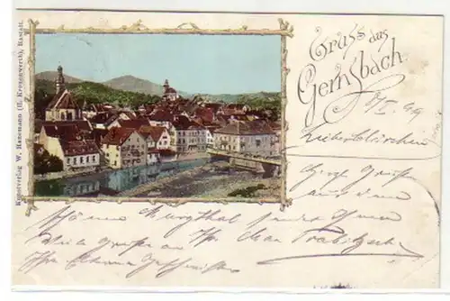 08138 Ak salutation de Gernsbach Vue totale 1899