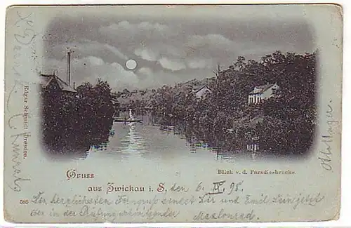08134 Mondscheinkarte Gruß aus Zwickau in Sa. 1898