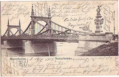 08132 Ak Mannheim Neckarbrücke 1903