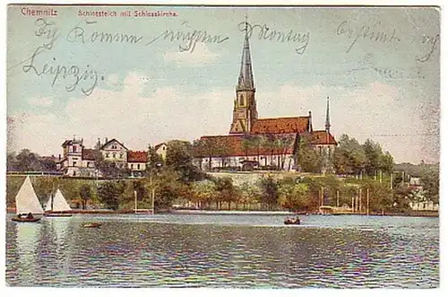 08121 Ak Chemnitz Château avec Église du Chlossaire 1910