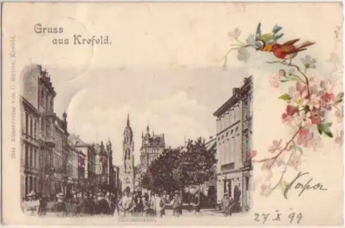 08113 Ak Gruss aus Krefeld Rheinstrasse 1899