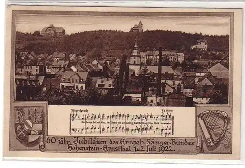 08109 Ak 60jähr. Jubiläum Erzgeb. Sänger-Bund Hohenstein-Ernstthal 1.-2.7.1922