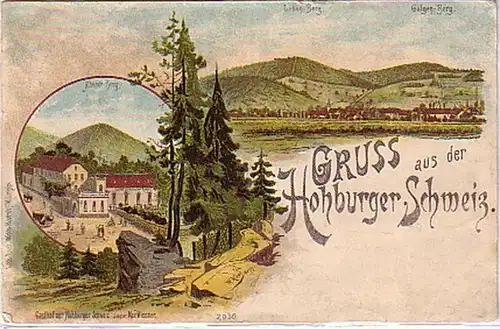 08100 Ak Lithographie Gruß aus der Hohburger Schweiz