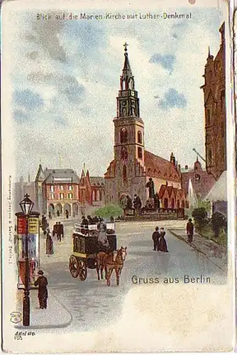 08098 Ak Lithographie Gruss de Berlin vers 1900