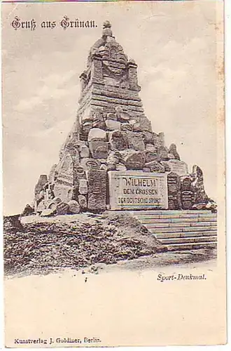 08096 Ak Gruss aus Grünau Sport Denkmal 1899