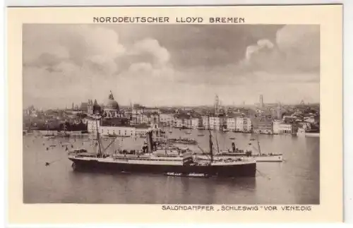 08088 Ak Salondampfer "Schleswig" vor Venedig um 1920