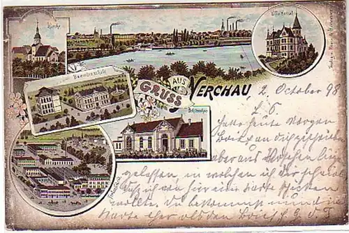 08084 Ak Lithographie Salutation en usine de Nerchau, etc. 1898