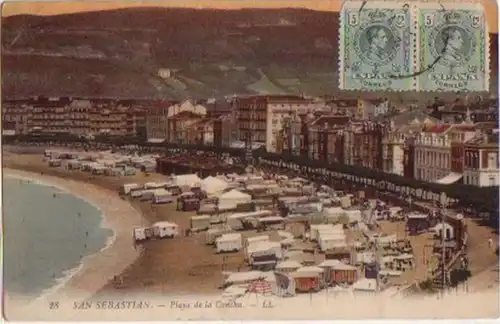 08081 Ak San Sebastian Playa de la Concha 1913