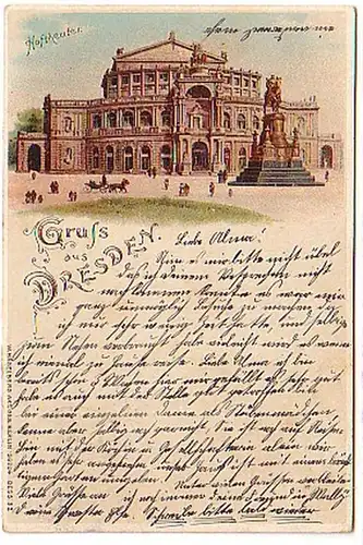 08050 Ak Lithographie Gruß aus Dresden 1907
