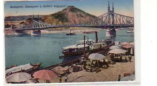08034 Ak Budapest Dunapart a Gellert hegygyel 1916