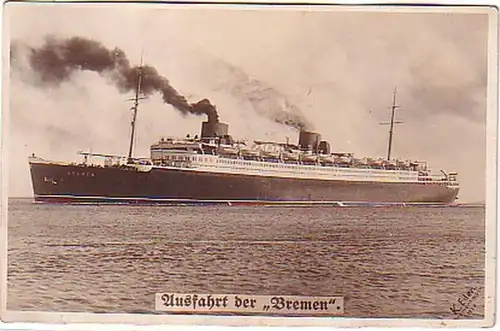 08016 Ak Ausfahrt des Dampfer "Bremen" 1934