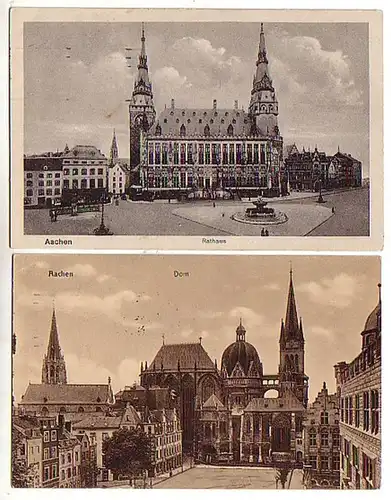 07982/2 Feldpost Ak Aachen Dom und Rathaus 1916
