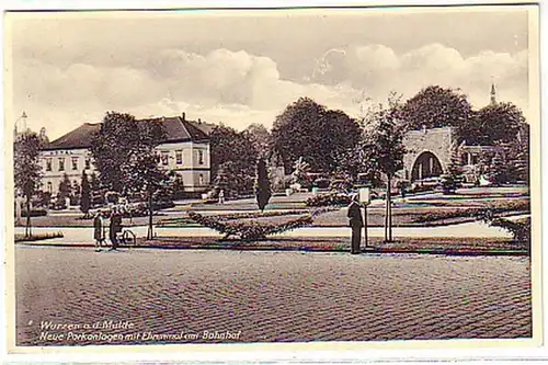 079229 Ak Wurzen avec une marque d'honneur à la gare 1938