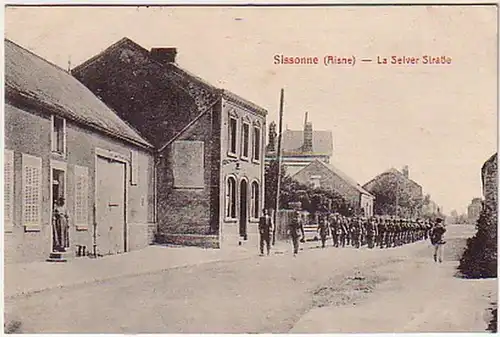 07925 FeldpostAk Sissone (Aisne) la Selver Strasse 1916