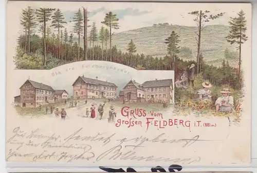 07906 Ak Lithographie Salutation du grand Feldberg dans le Taunus 1899
