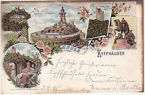 07902 Ak Lithographie Gruss du Cyffhausen 1897