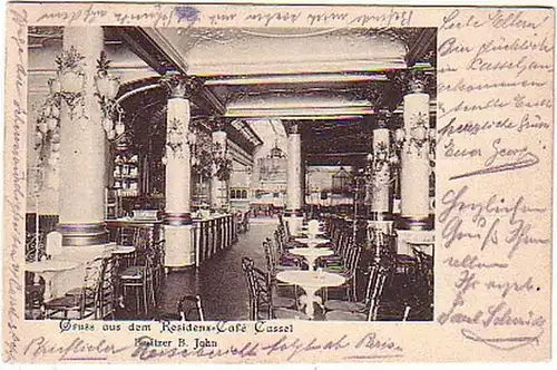 07857 Ak Gruß aus dem Residenz Cafe Cassel 1905