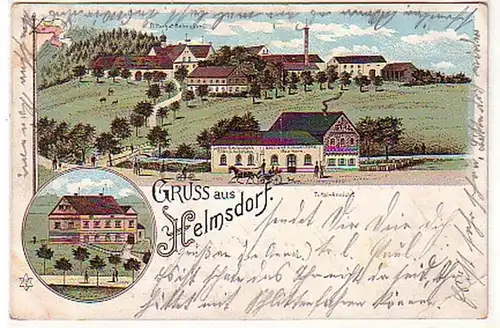 07843 Ak Lithographie Salutation de Helmsdorf Gasthof 1904