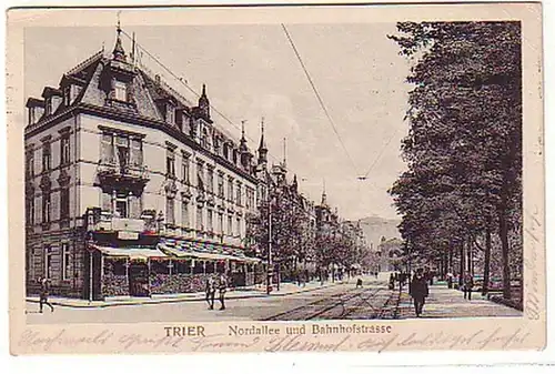 07837 Ak Trier Nordallee und Bahnhofstrasse 1917