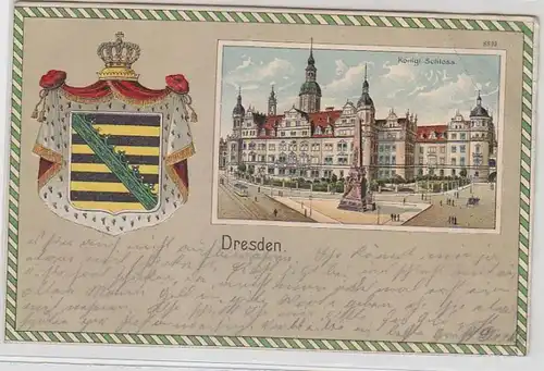 07835 Armoiries Blattes Bleus Ak Dresden Château royal 1905