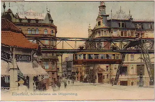 07817 Ak Elberfeld Schlägbahn am Döppersberg 1907
