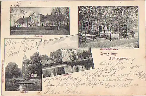 07816 Ak Gruss aus Lützschena Gasthof usw. 1901