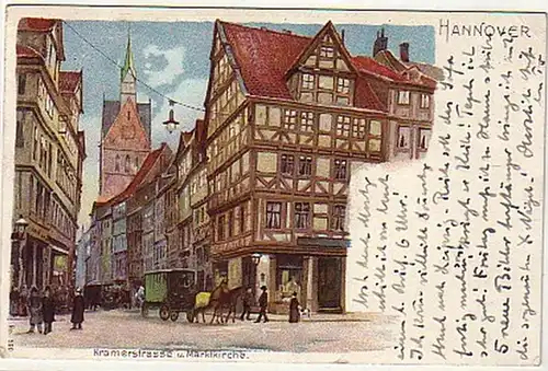 07796 Ak Hannover Kramerstrasse et Marktkirche 1913
