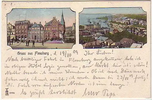 07792 Mehrbild Ak Gru0 aus Flensburg Hotel 1909