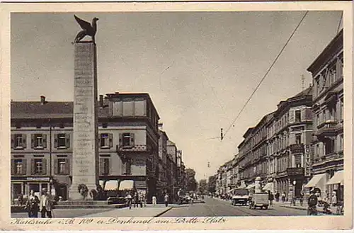 07784 Ak Karlsruhe Denkmal am Loretto Platz 1940