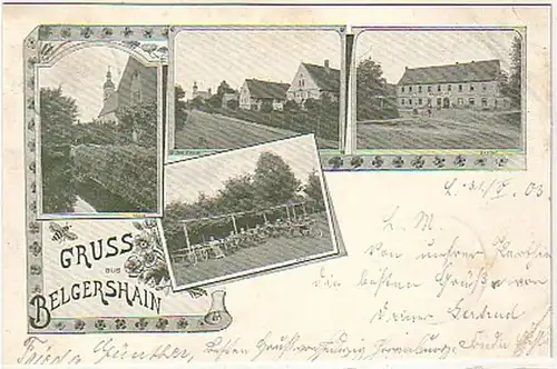 07771 Ak Gruß aus Belgershain Gasthof usw. 1903