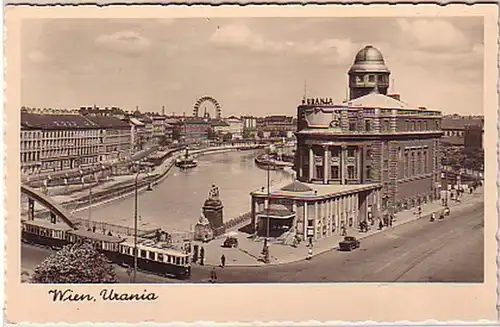 07758 Ak Wien Urania mit Strassenbahn um 1940