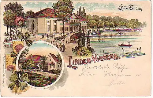 07756 Ak Lithographie Gruß vom Linden Vorwerk 1904