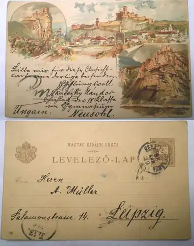 93066 Ganzsachen Ak Lithographie Beczko Trencsen Sztrecsno Ungarn 1900