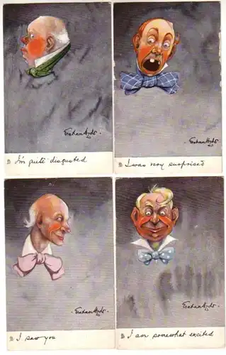 07750/4 Künstler Ak mit Karikaturen um 1910