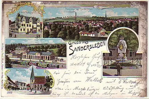 07748 Ak Lithographie Gruss aus Sandersleben 1901