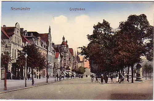 07746 Ak Neumünster Groflecken mit Litfaßsäule um 1910